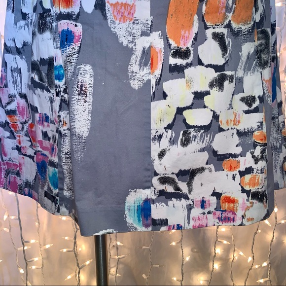 LANE BRYANT ⭐️ Gray Watercolor Cotton Panel Skirt - Picture 3 of 9